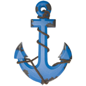 Wooden Anchor Retro Blue 33cm