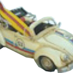 Old Herbie VW Beetle Cabriolet with Surf Boards- Cream 25cm