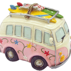 Hippie Van Money Box with Beach Gear - Pink