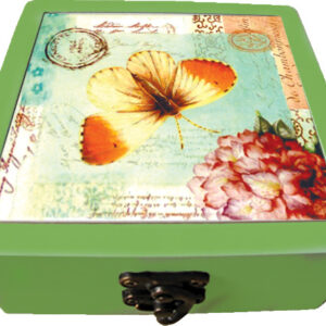 Ceramic Coasters In Wooden Box - Butterfly/Dragonfly