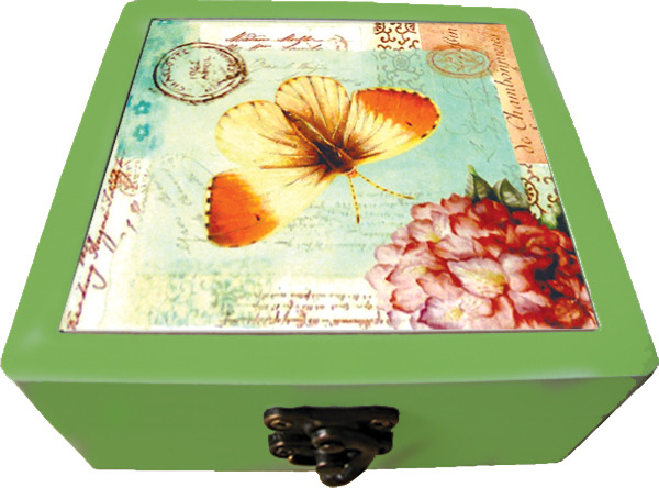 Ceramic Coasters In Wooden Box - Butterfly/Dragonfly