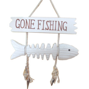 Fish Bone Gone Fishing Sign 26cm