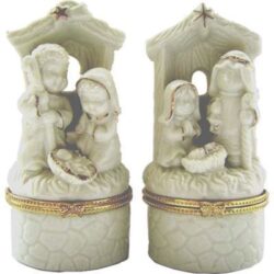 Nativity Trinket Box Ivory Porcelain