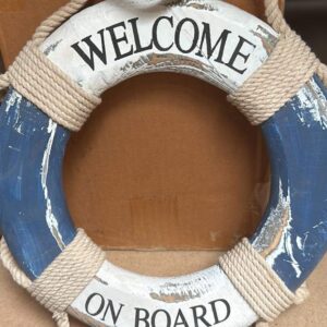 Wooden lifebuoy welcome sign 32 cm.