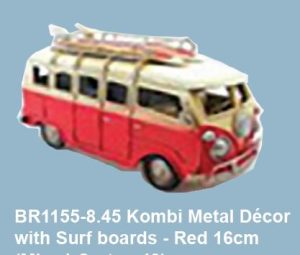 Kombi Metal Decor with LifeBuoy & Surf board - Red 16cm