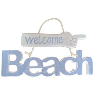 Beach Welcome Sign Blue/White 40cm