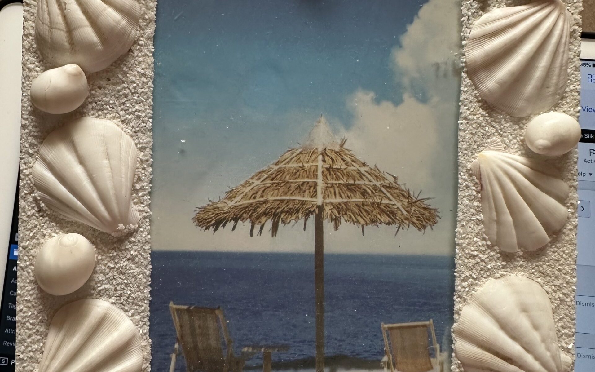 Shell covered 6x4 glass photo frame w starfish 23 cm.