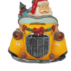 Santa in Car Money Box - Yellow 14cm