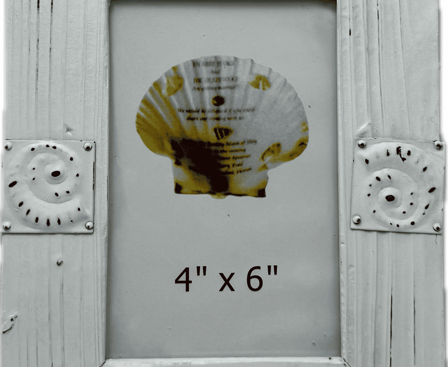 Scallop Shells Picture Frame w Metal plaques 6" x 4"