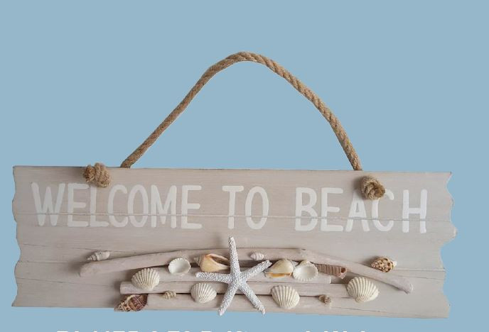 Driftwood welcome to Beach sign 39cm