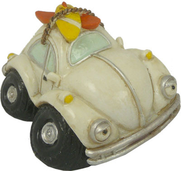 White Car Miniature with Surfboards 5.5cm