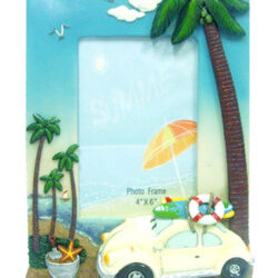VW Beetle Photo Frame - Blue - Large w Palm Trees