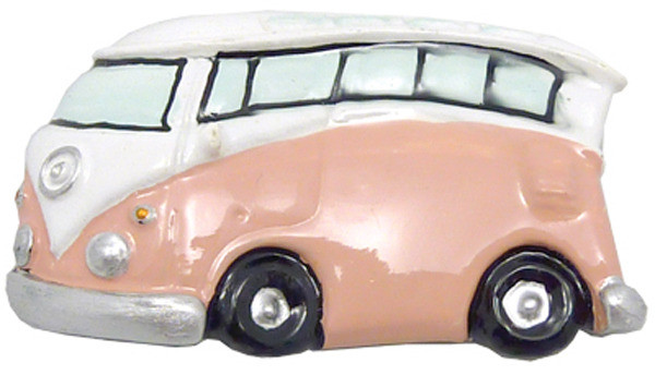 Orange/Pink old Hippie Van Fridge Magnet