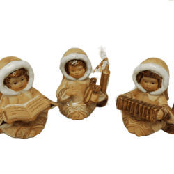 Angel Candle Holder beige w/pillar candle (Set of 3)