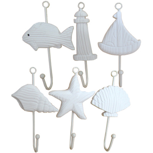 Sealife Wall Hooks Sailboat 19cm - Pack of 12