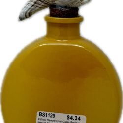 Yellow Narrow Oval Glass Bottle w Sand & Shells 15.5cm