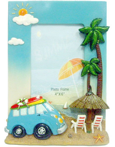 Hippie Van Photo Frame - Blue - Large  w Palm Trees