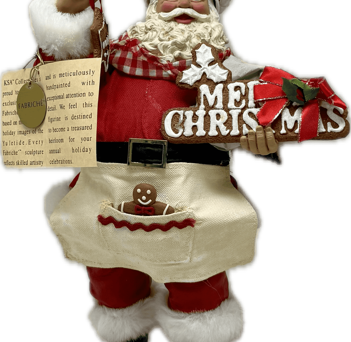 Hand-painted Fabriche Santa Figurine Decoration - 27cm