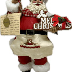 Hand-painted Fabriche Santa Figurine Decoration - 27cm