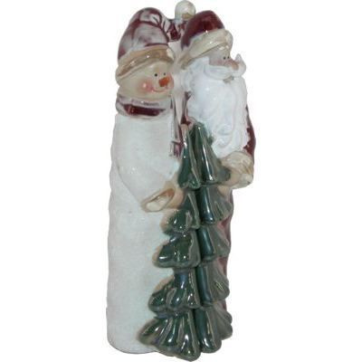 Ceramic Santa and Snowman Figurine small
