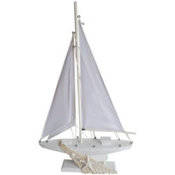 White Sailing Yacht Decor on stand Large 53cm