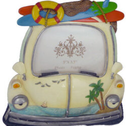 White Car Photo Frame w Surf board - Single