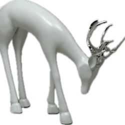 Reindeer Eating - White/Silver 31cm