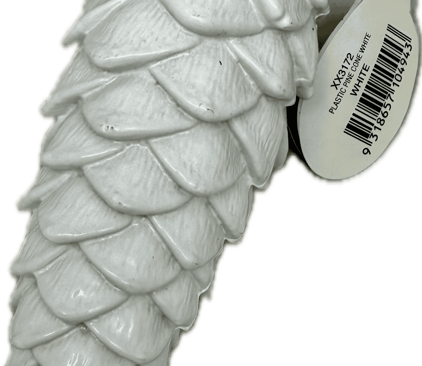 Christmas Tree Ornaments Plastic Pine Cone White 5"